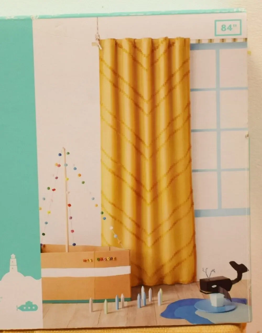 Pillowfort 42x 84 Chevron Clip Dotted Sheer Blackout Curtain Panel Yellow#